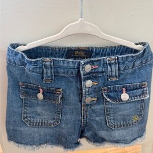 Polo Ralph Lauren Blue Big Girls Frayed Denim Shorts size 6